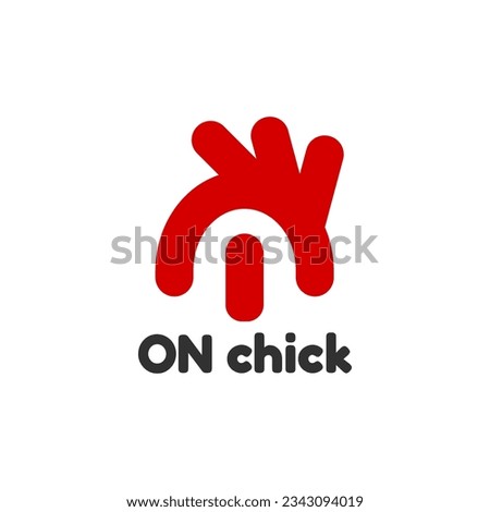Chicken and on buttom logo for mobile internet as network logo vector