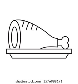 chicken on dish icon isolated over white background. vector illustration