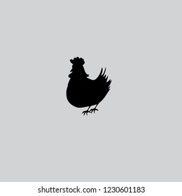 Chicken on gray background flat vector icon. Chicken vector silhouette
