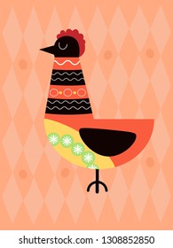 Chicken on pink background