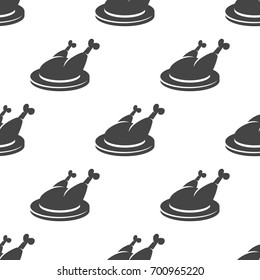 Chicken on a plate seamless pattern. Vector illustration for backgrounds