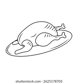 Hühnchen auf Servierteller. Vektorgrafik