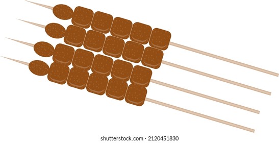 Chicken on stick, illustration, vector on a white background.