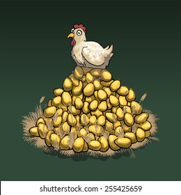 hen with golden eggs clipart free