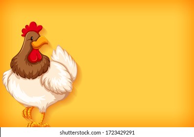 Chicken on yellow background illustration