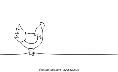 Chicken one line continuous drawing. Chicken symbol. Farm bird continuous one line illustration. Vector minimalist linear illustration.