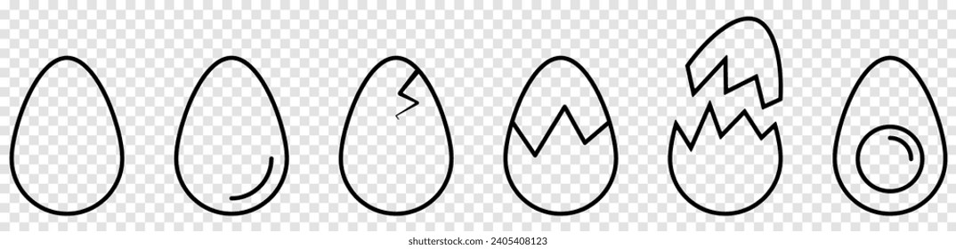 Chicken outline egg icons. Vector illustration isolated on transparent background