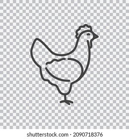 Icono de contorno de pollo. Vector aislado sobre fondo transparente.