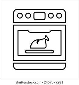 Gráficos de Vector de la línea Pollo en el horno