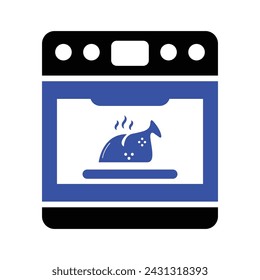 Chicken In The Oven Icon, Vector Graphics Illustrations 