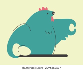 Chicken for package design, labels or stickers. Hen in geometric style shows ok sign. Fresh meat and eggs. Natural products for the preparation of various dishes. Logo for poultry and egg producers.