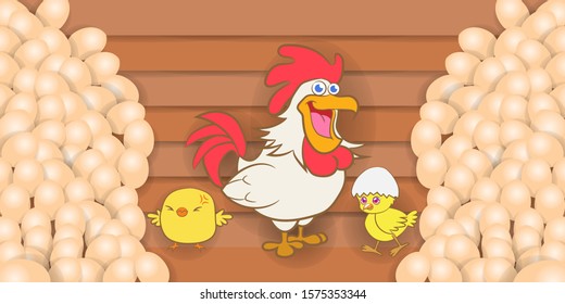 chicken paper cut vector graphic design