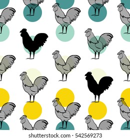 Chicken pattern background. Can be used for wallpaper, pattern fills, textile, web page background, Image for advertising booklets, banners, flayers.