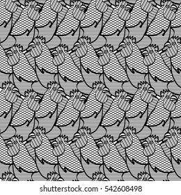 Chicken pattern background. Can be used for wallpaper, pattern fills, textile, web page background, Image for advertising booklets, banners, flayers.