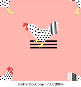 chicken pattern lines vector illustration
