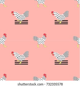 chicken pattern lines vector illustration 