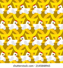 Chicken pattern seamless. hen background. farm bird texture