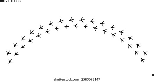 Chicken paw print silhouette. Bird paw print vector. Rooster track