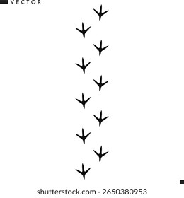 Chicken paw print silhouette. Bird paw print vector