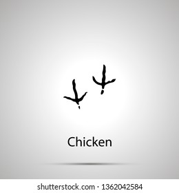 Chicken paws, steps imprints, simple black silhouette on gray