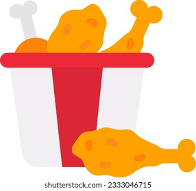 Chicken Piece Bucket Icon image. Suitable for mobile application.