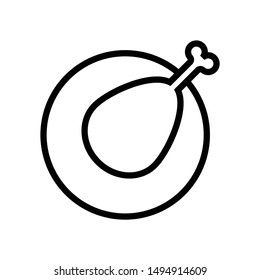 chicken piece for healthy eating with plate line icon  