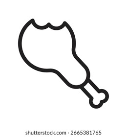 Chicken Piece Vector Outline Icon. EPS 10 File 