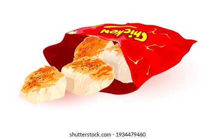 Chicken pieces in package with spices.