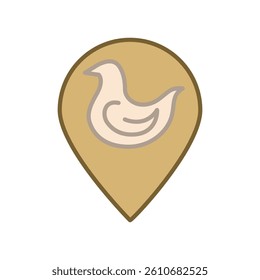 chicken pin flat icon illustration