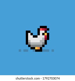 Chicken pixel art sprite for mobile or pc game. Isolated 8-bit animal asset. See more pixel sprites for games in my profile.  