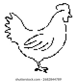 ícone de pixel de galinha, 8 bits. Ilustração isolada de vetor.