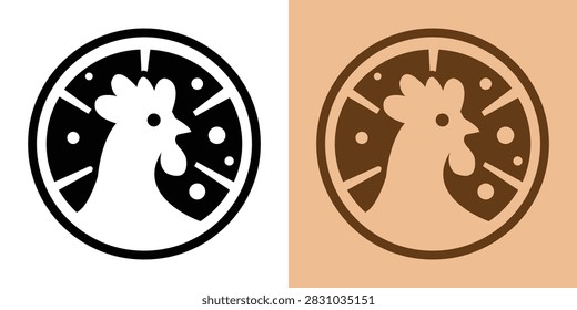 Chicken pizza logo icon
