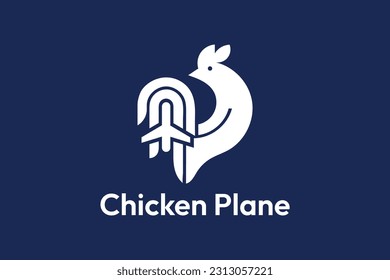 
plantilla de diseño del logotipo del vector del avión de pollo