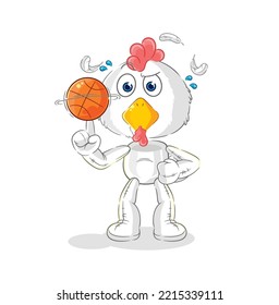 the chicken playing basket ball mascot. cartoon vector