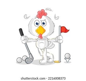 the chicken playing golf vector. cartoon character