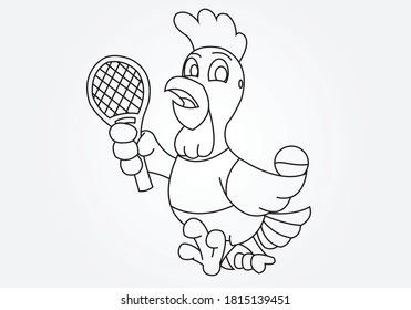 The Chicken Playing Tennis Coloring Book