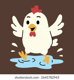 Brincos De Frango Na Ilustração De Poça Plana