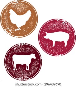 Chicken Pork and Beef Meat Stamp Designs