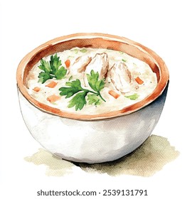 Frango mingau aquarela clipart ilustração