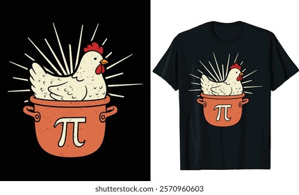 Chicken Pot t-shirt design.Pi day t-shirt design