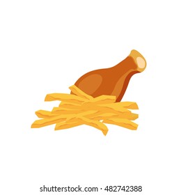 Chicken and potato. Cartoon food icon