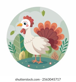 Chicken poultry hand drawn flat stylish mascot cartoon character drawing design