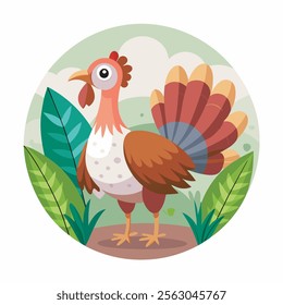 Chicken poultry hand drawn flat stylish mascot cartoon character drawing design