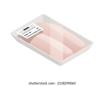 Chicken poultry production farm isometric composition with isolated image on blank background vector illustration
