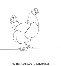 chicken, poultry, rooster one line art. Continuous line drawing of farm, nature, agriculture, farm animals, rural life, ranch.