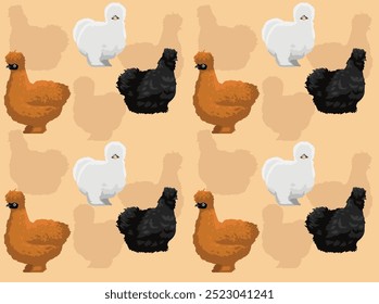 Chicken Poultry Silkie Cartoon Cute Seamless Wallpaper Background