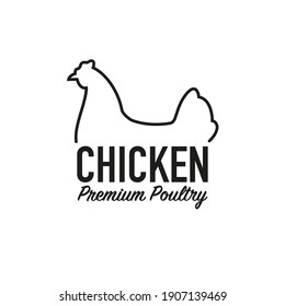 Chicken Premium Poultry. Vector Logo, Icon, Illustration. Concept for Restaurant, Product Packaging, Print, Sticker.