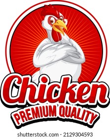 Chicken Premium Quality banner with chicken cartoon character illustration