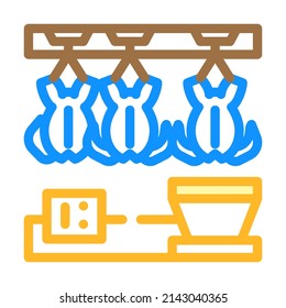 chicken processing color icon vector. chicken processing sign. isolated symbol illustration