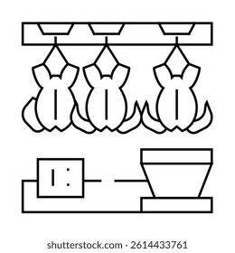 chicken processing line icon vector. chicken processing sign. isolated contour symbol black illustration